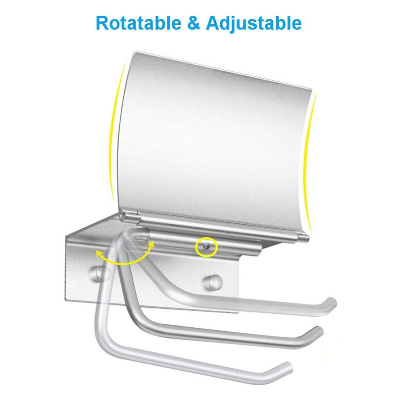 AYADA Toilet Paper Holder Wall Mounted with Phone Shelf Tray for Bathroom Restroom Hotel,Aluminum TP Holder Wall Mount with Cover Lid Metal Modern Rust Free Universal Tissue fit Mega Roll, Matte Silver - Image 2